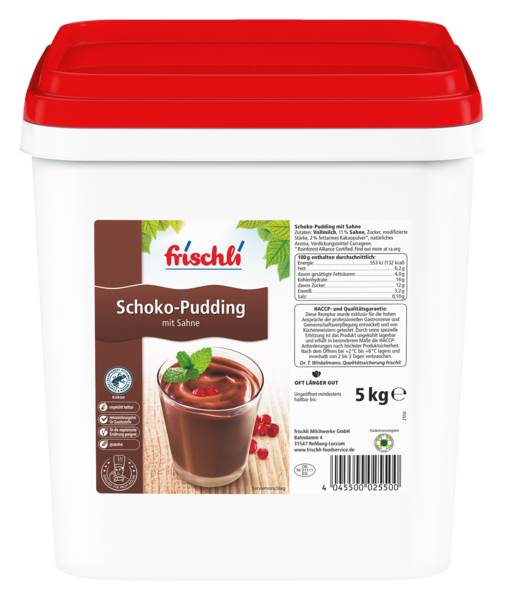 Frischli Sahne Pudding Schoko, 6% Fett, ungekühlt haltbar, 5 KG/EI