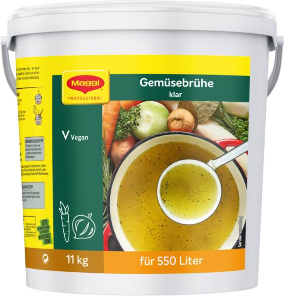 Maggi Professional Gemüsebrühe Klar, vegan, Ergiebigkeit 550 L (11800429) 11 KG/EI