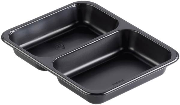 Duni menuschaal 2-vaks ondiep (catertray), PP zwart, 400/370ml, 227x178x32mm (162147) 1 DS