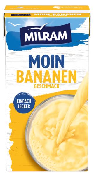 Milram MOIN H-Drink Bananen-Geschmack, 0,1% Fett, mit Trinkhalm, 500 ML/PK ungekühlt haltbar