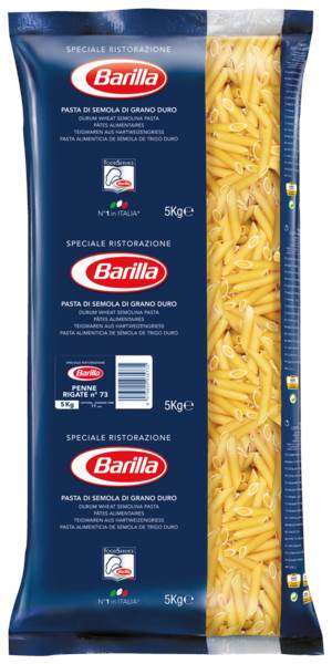 Barilla Penne Rigate, gerippte Röhren, Teigware, 5 KG/BT