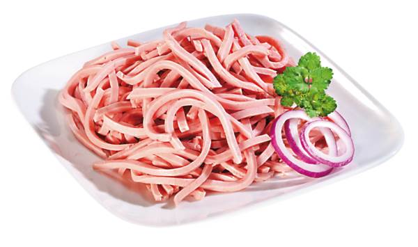 Albus Fleischwurst-Streifen, für Wurstsalat - Streifengröße ca. 2,5 x 5 x 100 mm, 1 KG/PK
