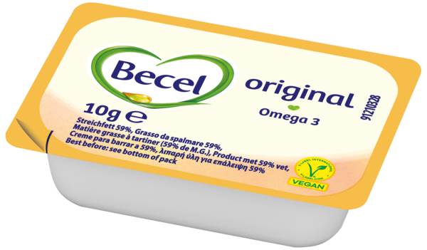 Becel Margaryna dietetyczna, czyście roślinna, 60% tłuszczu, porcje, 200x10g, 200 ST/KT