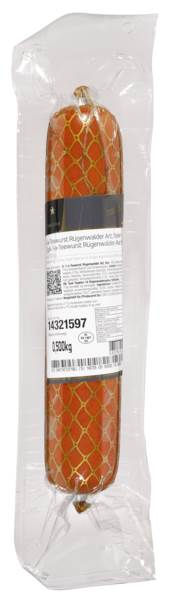 Star Culinar Teewurst "Rügenwalder Art", Rohwurst, streichfähig, fein gekörnt, 1/1 Stange, 0,5 KG/ST Kaliber 45, geräuchert, im Kunstdarm, nach dtsch.Rezeptur,