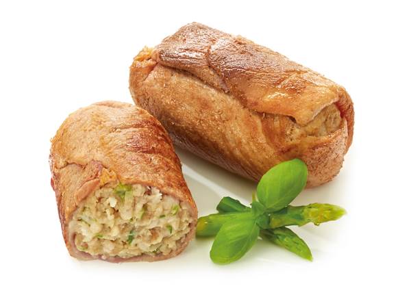 TK Base Culinar Schweineroulade, Jäger Art, ca. 150 g, 60 ST/KT roh, gefüllt mit Schweinefleisch, Lauch, Champignons, Zwiebeln, Füllung ca. 90 g