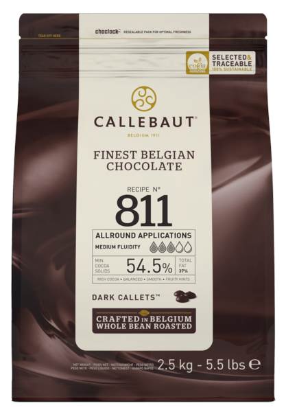Callebaut Dunkle Schokolade Kuvertüre Callets, 54,5 % Kakao, 2,5 KG/PK