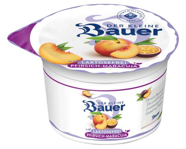 Bauer laktosefreier Fruchtjoghurt, 3,5% Fett, 4- fach sortiert, 100 G/BE