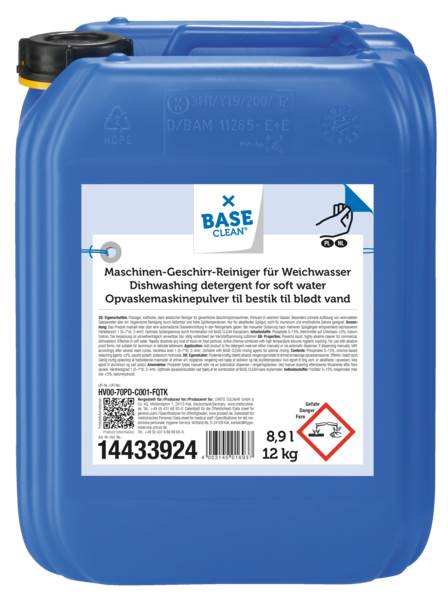 Base Clean Maschinen-Geschirrreiniger, flüssig, stark alkalisch, für Weichwasser, 12 KG/KN