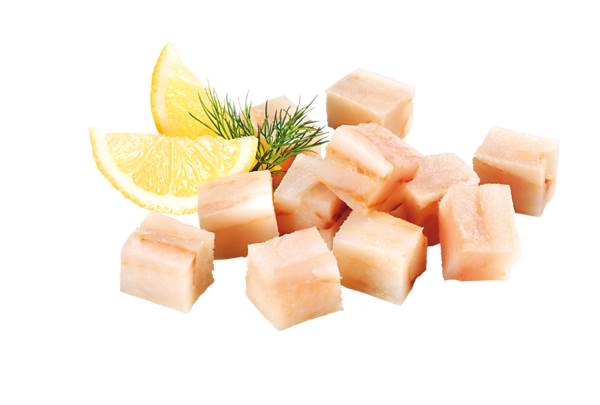 TK Base Culinar MSC Alaska-Seelachsfilet-Würfel, IQF, 0-1% Glasur, ca.20x20x20mm, roh, 5 KG/KT praktisch grätenfrei, Nettofüllgewicht: 5kg