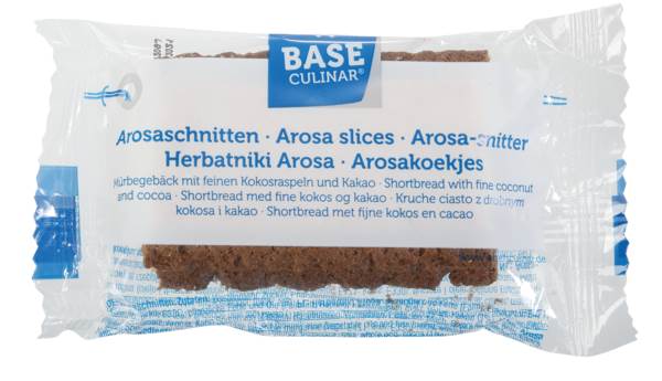 Base Culinar Arosa Schnitten, 2er Portion à 30 g, Mürbegebäck mit Kokosraspeln und Kakao, 60 PO/KT