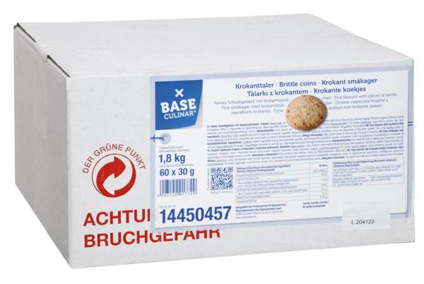Base Culinar Krokant-Taler, 2er Portion à 30 g, Mürbegebäck mit Haselnusskrokant, 60 PO/KT