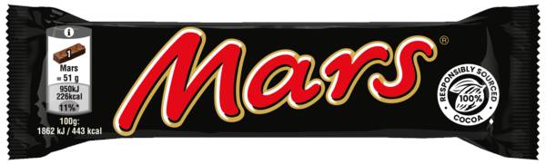 Mars Mars, batonik z mlecznej czekolady nadziewany kremem Candy i karmelem, 51 GR/BT