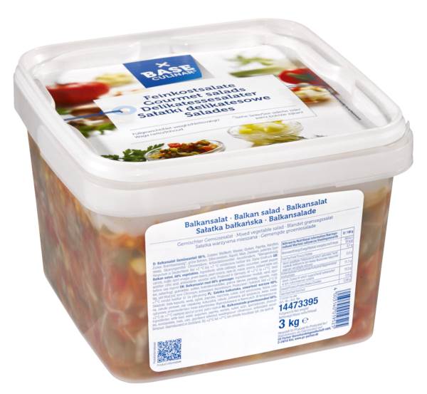 Base Culinar Balkansalat, 3 KG/EI mit Weißkraut, Paprika rot, Gurken, Möhren, Mais, Perlzwiebeln und grünen Bohnen