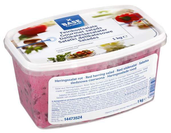 Base Culinar Heringssalat rot, 1 KG/BE Salat aus Heringshappen, Rote Bete, Gurken, Äpfeln, in würziger Mayonnaise