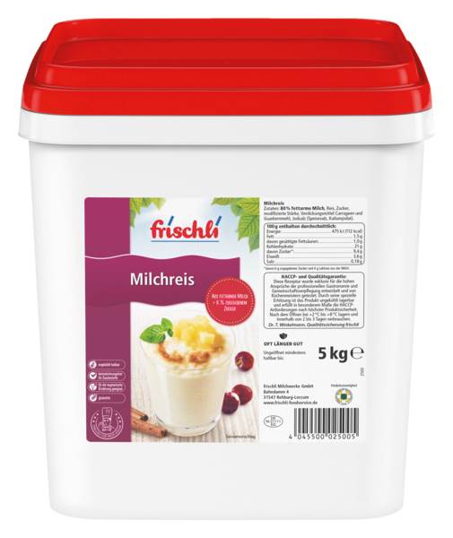 Frischli Milchreis Natur, ungekühlt haltbar, 5 KG/EI