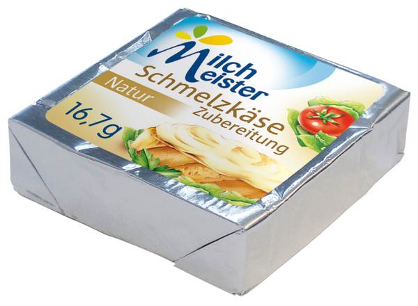 MilchMeister Schmelzkäsezubereitung Natur, Kuhmilch, 43% Fett i.Tr., 16,67g, 40 ST/KT