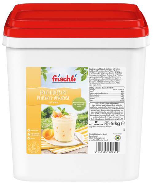 Frischli Frucht-Pudding Pfirsich-Aprikose, 6% Fett, thermisiert, 5 KG/EI
