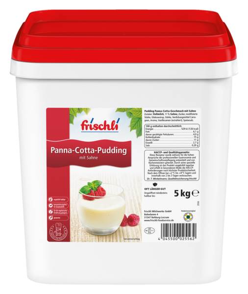 Frischli Sahne Pudding Panna cotta, 6% Fett, ungekühlt haltbar, 5 KG/EI