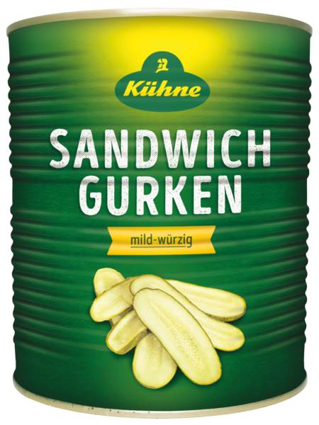 Kühne Sandwichgurken, Gewürzgurken in Scheiben, ATG: 1550g, 3100 ML/DS