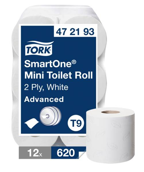 Tork SmartOne Toilettenpapier, Mini, 2.lagig, T9, 12x620 Blatt, (472193) 1 PK