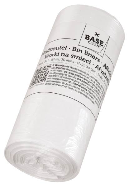 Base Clean Müllbeutel, weiß, 30l, 500x600mm, 6my, 50 Stück, (56926) 1 RO