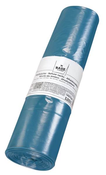 Base Clean Müllsäcke, blau, 120l, 700x1100mm, 38my, 25 Stück, (20232) 1 RO