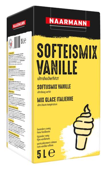 Naarmann Softeismix Vanille, 5 % Fett im Milchanteil, Bag in Box, ungekühlt haltbar, 5 L/BX Einfaches Handling - flüssig, fix & fertig
