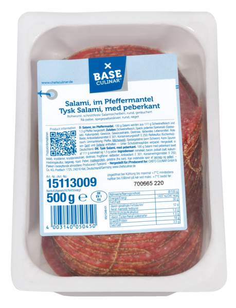 Base Culinar BC salami in pepper coating 500g 0.5 KG/PK