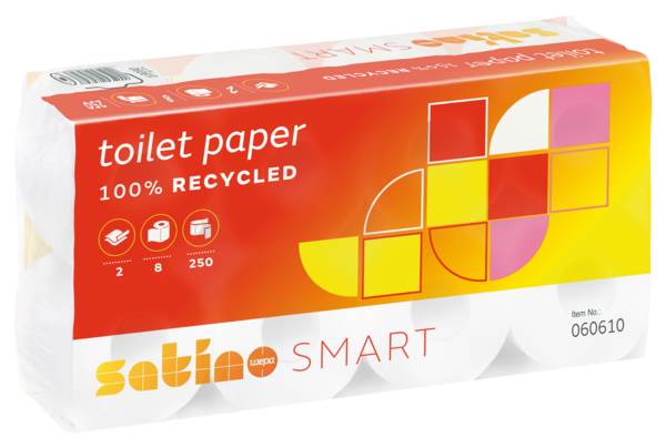 Satino Smart Toilettenpapier, 2lagig, weiss, MT1, 8x250 Blatt, (060610) 1 PK