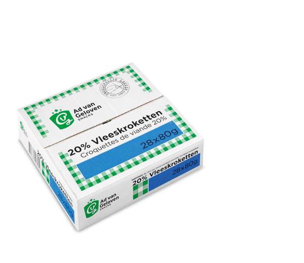 DV Ad van Geloven draadjesvlees kroket 20% 80gr 28 ST/DS