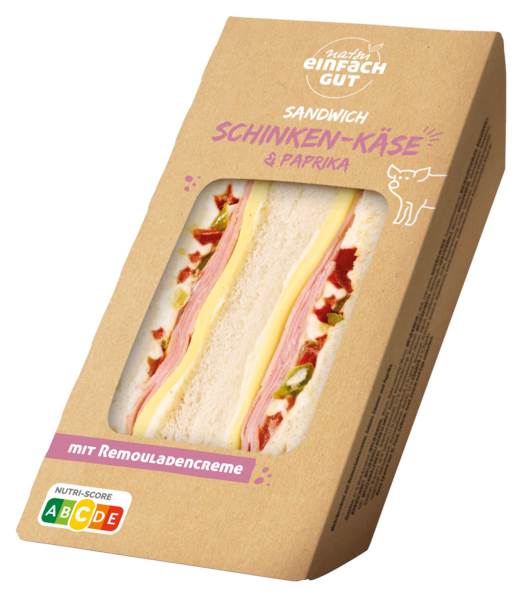 Natsu Premium Sandwich Schinken & Käse, 185 G/PK mit Kochschinken, Edamer, Paprika, Remouladenaufstrich