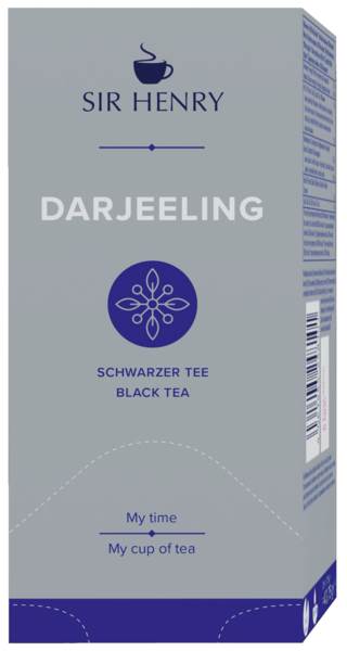 Sir Henry Tee Darjeeling, Schwarzer Te, mild herbfrisches Aroma, 25 BT/PK
