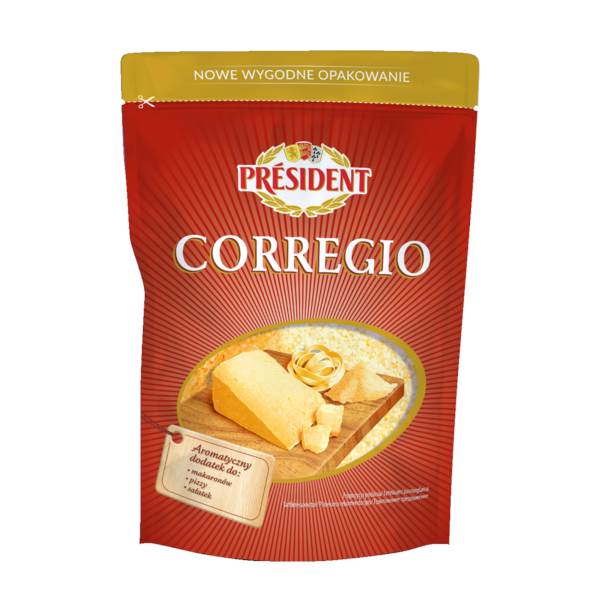 President Ser Corregio, ser półtłusty, dojrzewający, bardzo twardy, tarty, 0,1 KG/ST