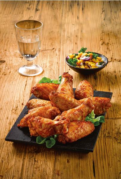 TK Sprehe Chicken Wings Barbecue, gegart, 2,5 KG/BT Hähnchenflügel geteilt ohne Spitzen, gewürzt, gegart, einzeln entnehmbar