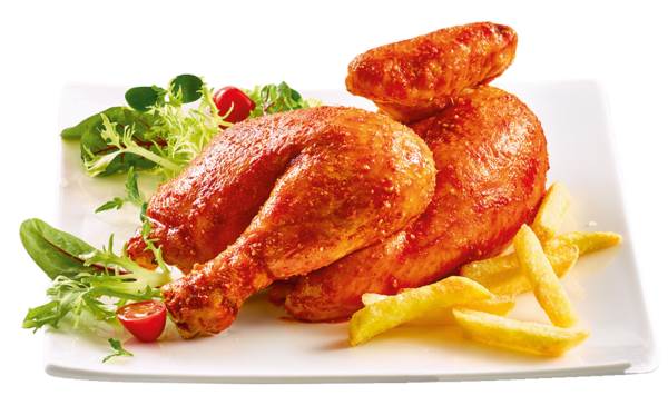 TK Sprehe 1/2 Hähnchen, vorgegart, 20xca.475g KT, 1 KG ohne Innereien, gewürzt