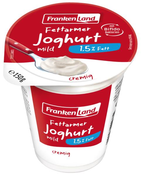 Frankenland Joghurt mild, Natur, 1,5% Fett, 0,15 KG/BE