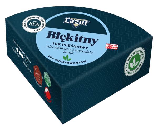 LAZUR Lazur Błękitny, ser pleśniowy ćwiartka, 0,25-0,36kg 0,35 KG/ST