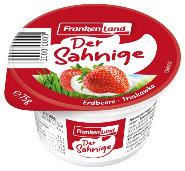 Frankenland Sahnejoghurt, 10% Fett, ungekühlt haltbar, 4-fach sortiert, 75 G/BE