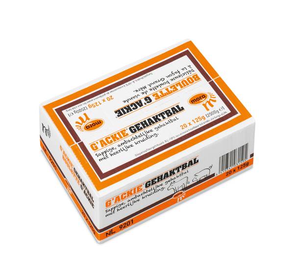 DV Mora gehaktbal g'ackie 125gr, ovengeschikt 20 ST/DS