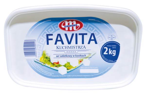Mlekovita Ser Favita Sałatkowy w zalewie solankowej,kostka.2kg po odsączeniu. 2 KG/WD