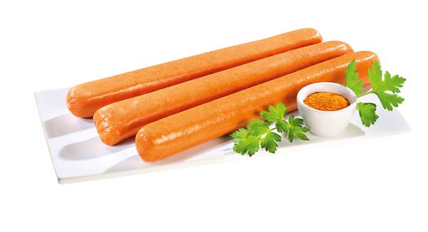 Base Culinar Currybockwurst, Brühwurst, mit Curry gewürzt, geräuchert, ohne Darm, 10x160g, 1,6 KG/PK Kaliber 28(L25), aus Schweine-u.Rindfleisch, nach dtsch.Rezeptur,