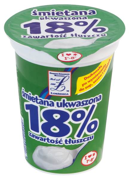 Łobżenica Śmietana, 18% tłuszczu, ukwaszona, 400g/ 1 KU
