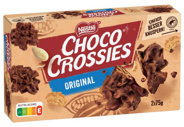 Choco Crossies Original, knusprige Flakes umhüllt von Milchschokolade u. Mandeln, 150 G/PK