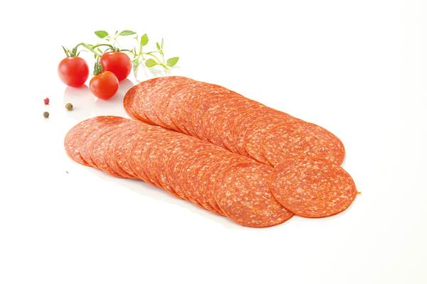 Sokołów Salami peperoni Horeca, wieprzowe, wędzone, surowe, plastry fi 60mm, 1 KG/PA  , drobno rozdrobnione,