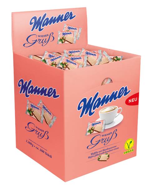 Manner Mini-Waffel, einzeln verpackt á 4,2 g, 300 ST/BX gefüllt mit feiner Haselnusscreme