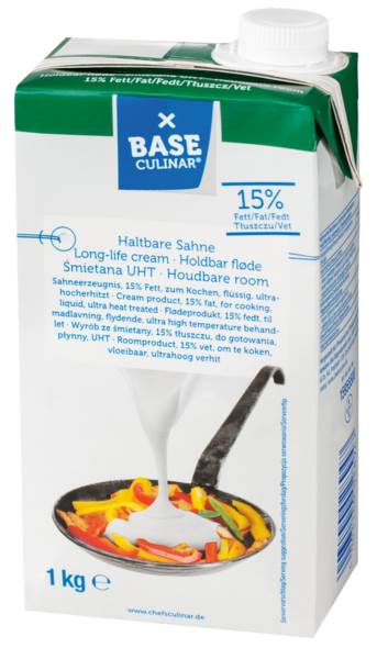 Base Culinar H-Sahne, mit Drehverschluss, 15 % Fett, zum Kochen, 1 KG/PK ungekühlt haltbar