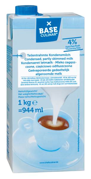Base Culinar Kondensmilch teilentrahmt, 4% Fett, mit Schraubverschluss, 1 KG/PK ungekühlt haltbar