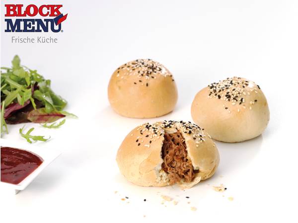 TK Block Menü Pulled Beef, Rinderbrust in einer BBQ Sauce mariniert, slow cooked, 1 KG/BT fertig gezupft, Portionsvorschlag 100 g,