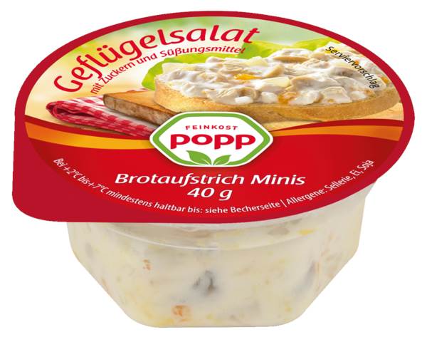 Popp Brotaufstrich Geflügelsalat 40 g, 40 ST/KT