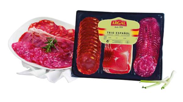 Argal Trio Espanol Aufschnitt, gefächert, 2 x 18 Scheiben und 5 Scheiben/Pk, 0,3 KG/PK